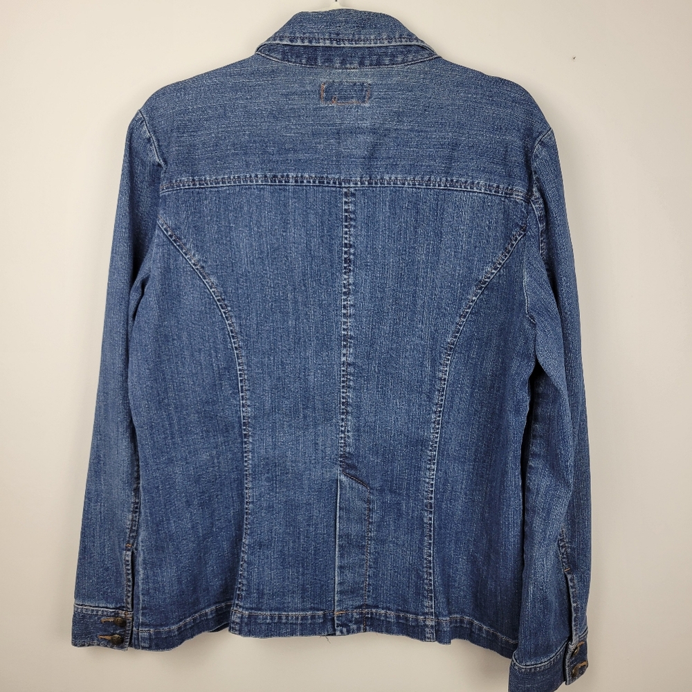 Y2k Vintage Rl Chaps Button Front Denim Jean Jack… - image 6